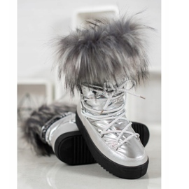 Bella Paris Botas de neve quentes com pele cinza 1 Bella Paris Botas de neve quentes com pele cinza 1