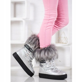 Bella Paris Botas de neve quentes com pele cinza 2 Bella Paris Botas de neve quentes com pele cinza 2
