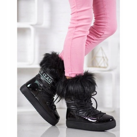 Bella Paris Botas de neve quentes com pele preto 1