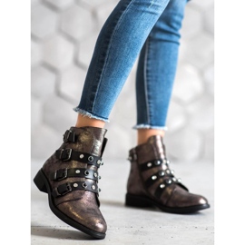 Forever Folie Botas elegantes com jatos marrom amarelo 2