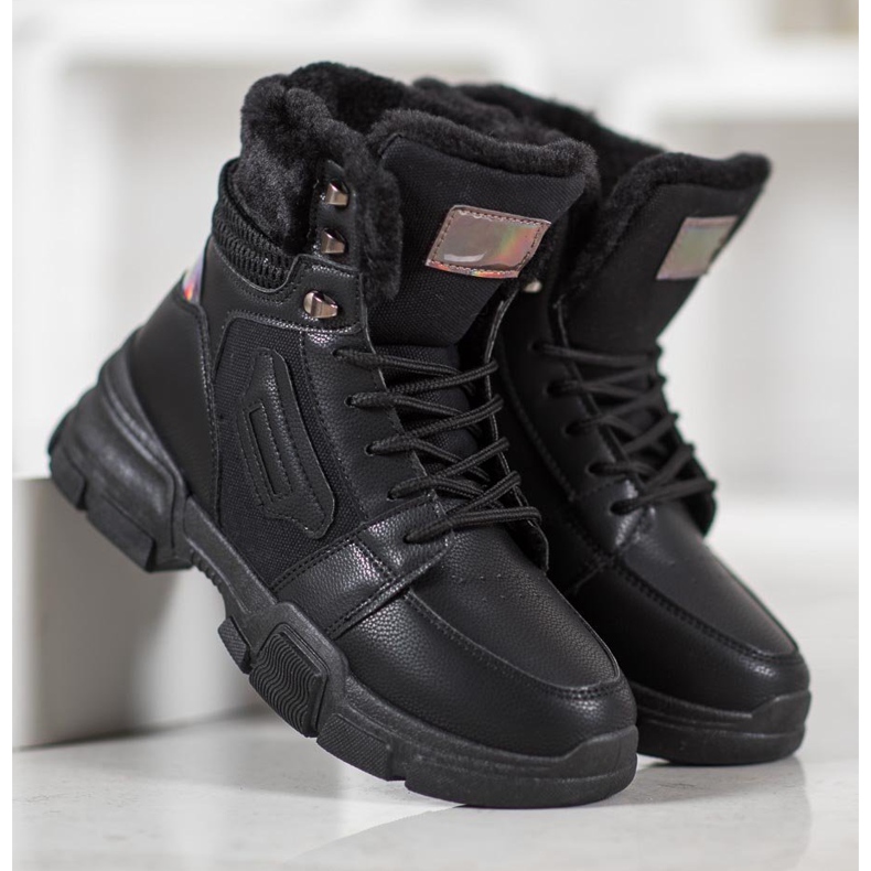 SHELOVET Botas esportivas com efeito holo preto 1