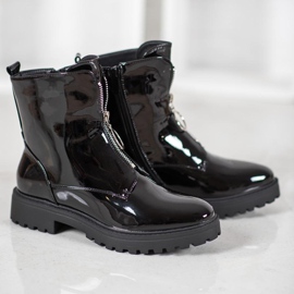 SHELOVET Trabalhadores em couro ecológico lacado preto 1