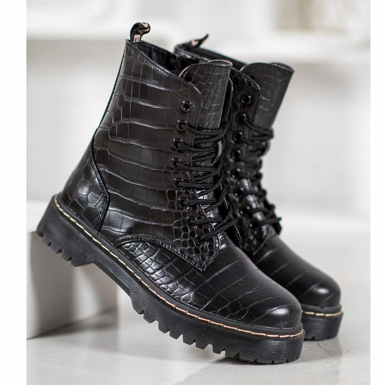 SHELOVET Trabalhadores elegantes com couro ecológico preto 1