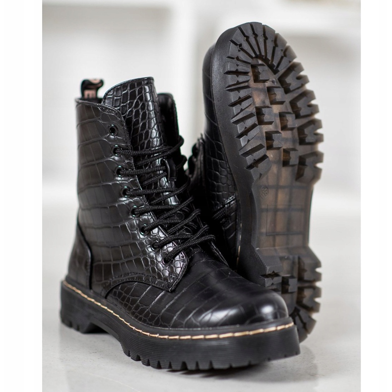 SHELOVET Trabalhadores elegantes com couro ecológico preto 2