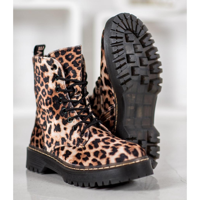 SHELOVET Camurça Workers Leopard Print marrom 1