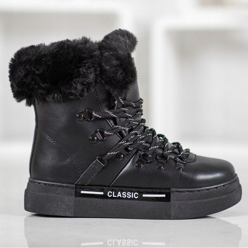 Bella Paris Botas de neve pretas clássicas preto 1
