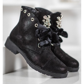 Bella Paris Botas Com Laço Decorativo preto 1