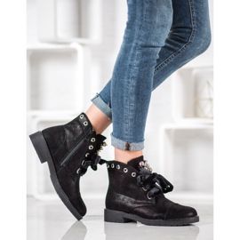 Bella Paris Botas Com Laço Decorativo preto 2