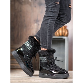 Bella Paris Botas de neve clássicas elegantes preto 1