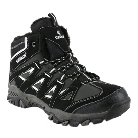 Botas masculinas isoladas 6282, pretas, maciças preto cinza 1