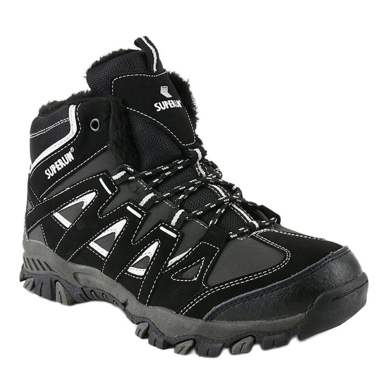 Botas masculinas isoladas 6282, pretas, maciças preto cinza 1