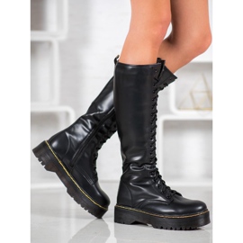 Seastar Botas amarradas em couro ecológico preto 1