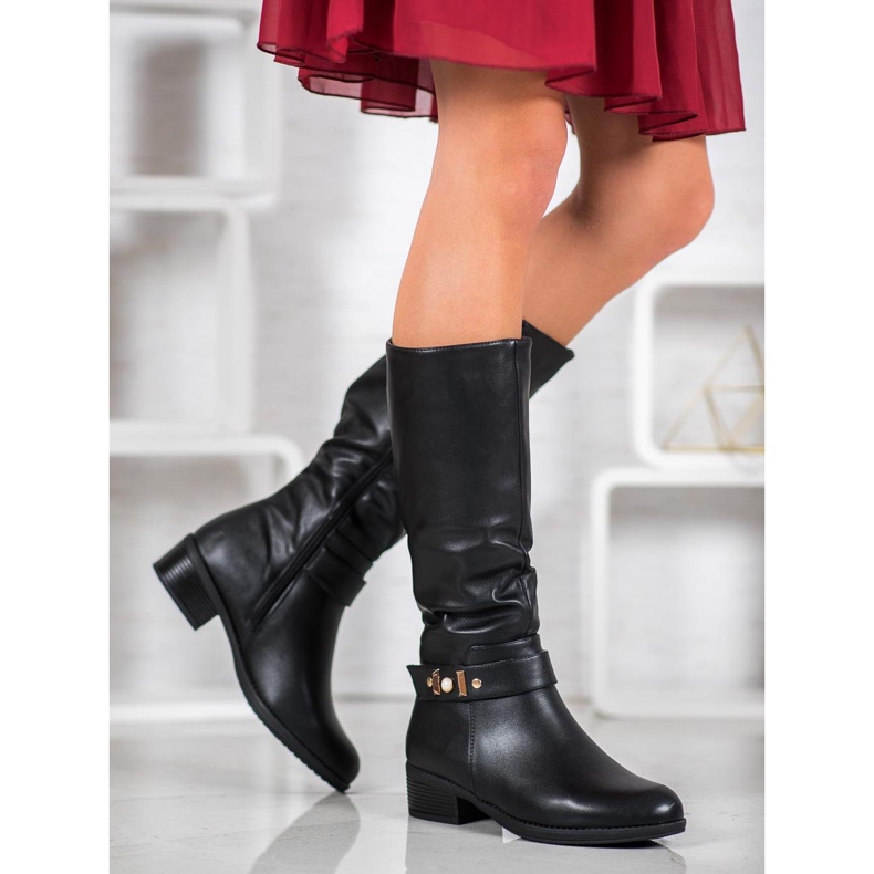SHELOVET Botas elegantes com couro ecológico preto 1