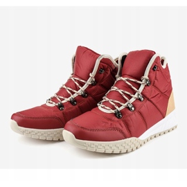 Botas vermelhas com cordões isolados F118-1 vermelho 2