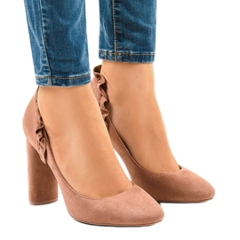 Salto alto em camurça rosa LE037P 1