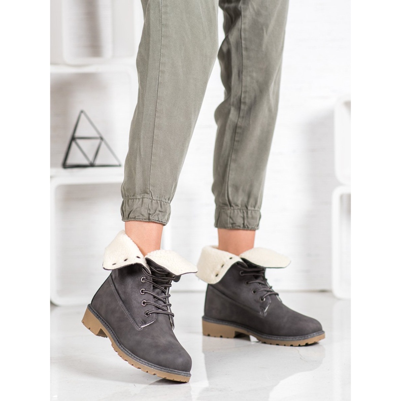 Super Me Botas cinza com pele de carneiro 2