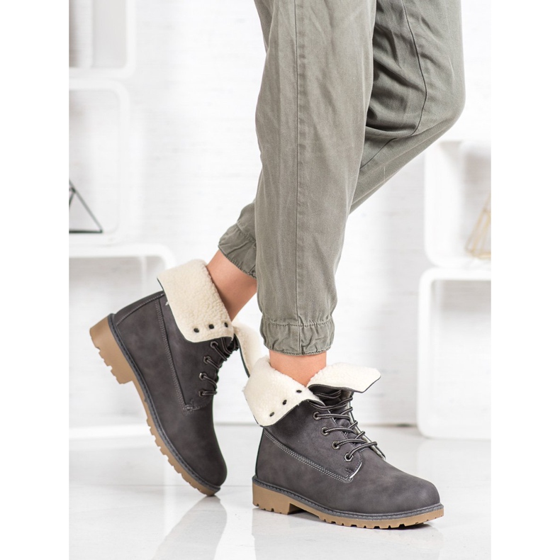 Super Me Botas cinza com pele de carneiro 1