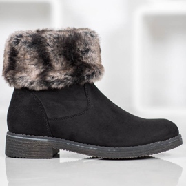 Kayla Botas de camurça com pele preto 2