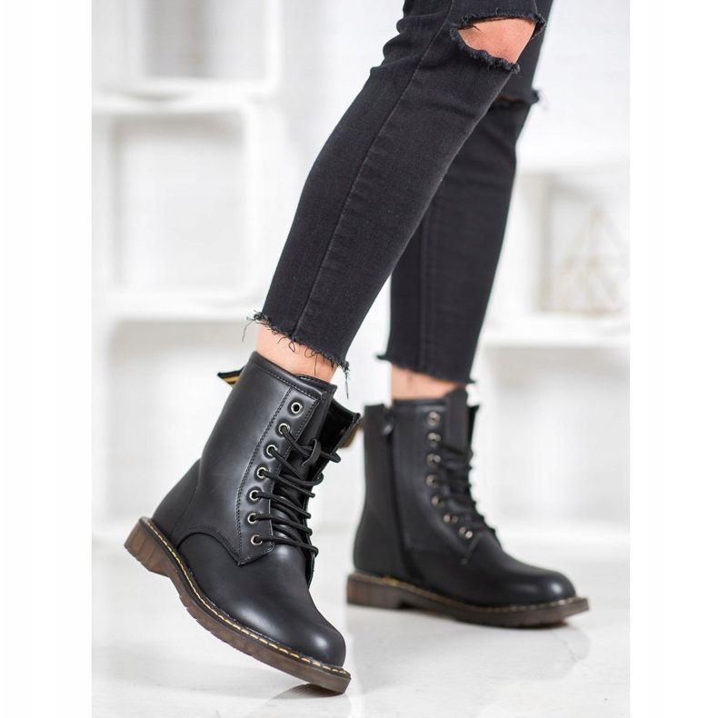 SHELOVET Trappers elegantes com couro ecológico preto 1 SHELOVET Trappers elegantes com couro ecológico preto 1