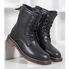 SHELOVET Trappers elegantes com couro ecológico preto 2 SHELOVET Trappers elegantes com couro ecológico preto 2