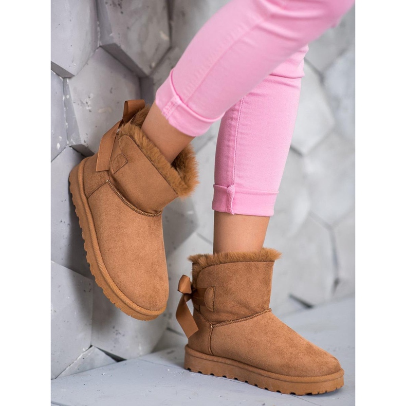 SHELOVET Mukluki caloroso com uma reverência marrom 2