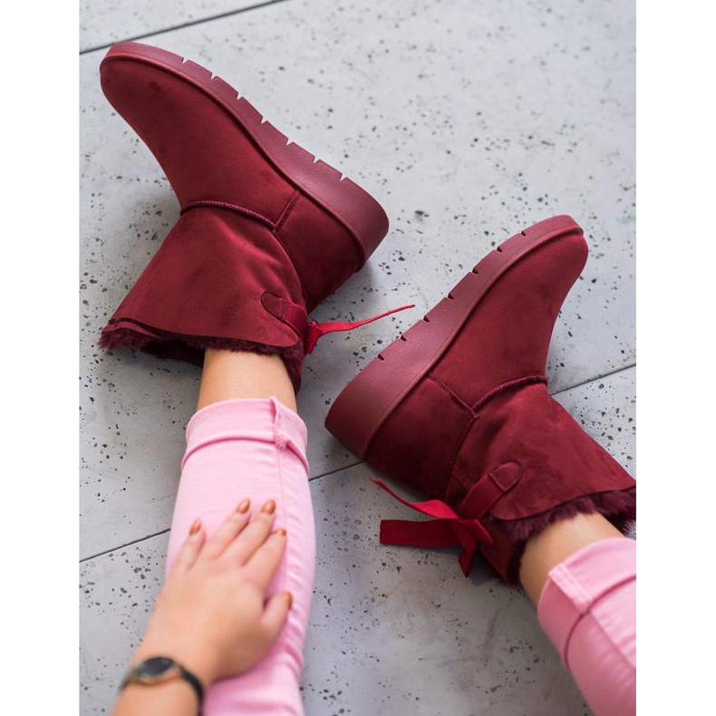 SHELOVET Maroon Mukluki na plataforma vermelho 2