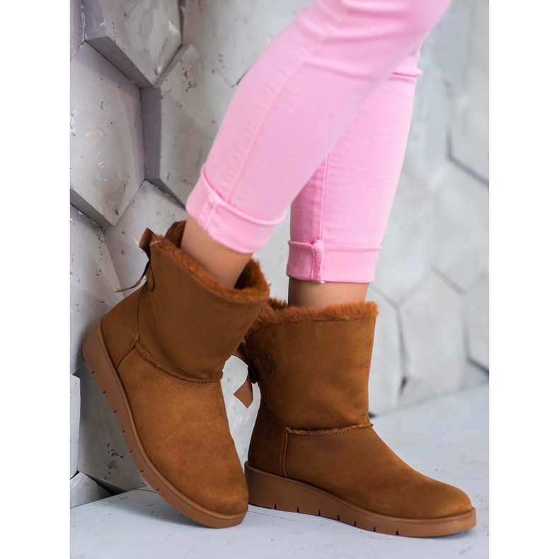 SHELOVET Camel Mukluki na plataforma castanho 1