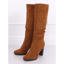 Botas clássicas de salto alto camelo QQ-08 Camel castanho 1 Botas clássicas de salto alto camelo QQ-08 Camel castanho 1