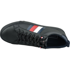Sapatilhas Tommy Hilfiger Bandeira Detalhe Couro Tênis M FM0FM02576 Bds preto 2
