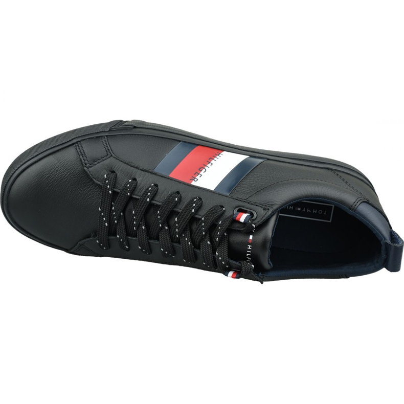 Sapatilhas Tommy Hilfiger Bandeira Detalhe Couro Tênis M FM0FM02576 Bds preto 2