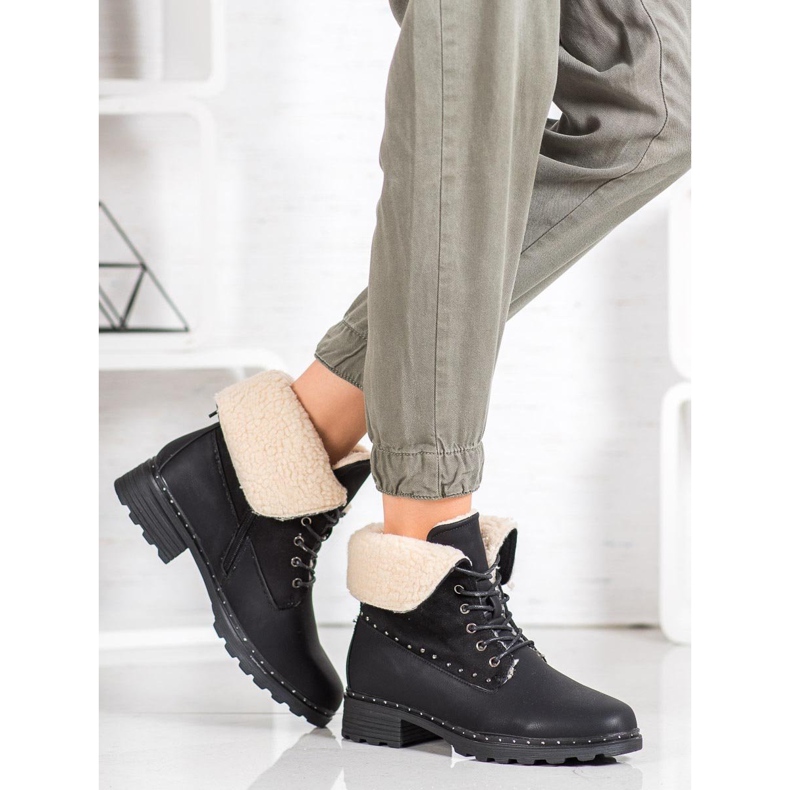 SHELOVET Botas Pretas Com Pele De Carneiro preto 2