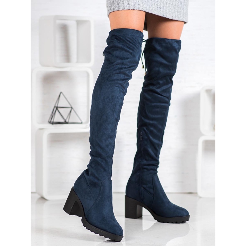 Small Swan Mosqueteiros de camurça em um pilar azul 1