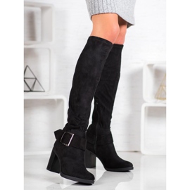 Super Mode Botas Elegantes Com Fivela preto 1