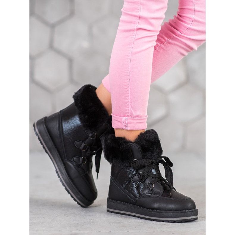 Muto Botas de neve brilhantes preto 1