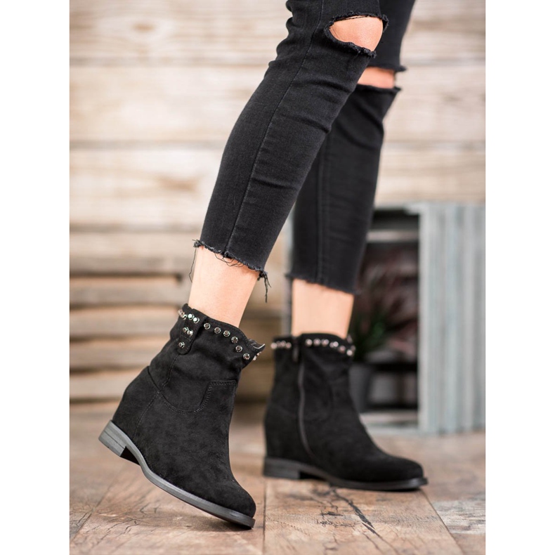 Ideal Shoes Botas de cowboy quentes com jatos preto 2