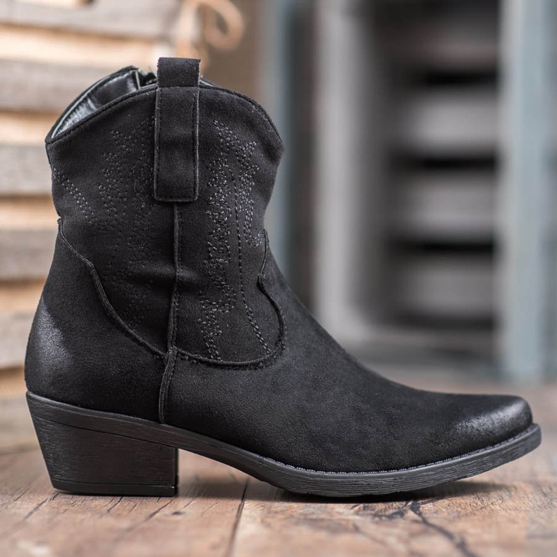 Seastar Botas de cowboy quentes em salto alto preto 2