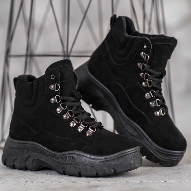 Yes Mile Caçadores confortáveis ​​na plataforma preto 1