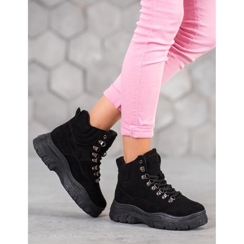 Yes Mile Caçadores confortáveis ​​na plataforma preto 2