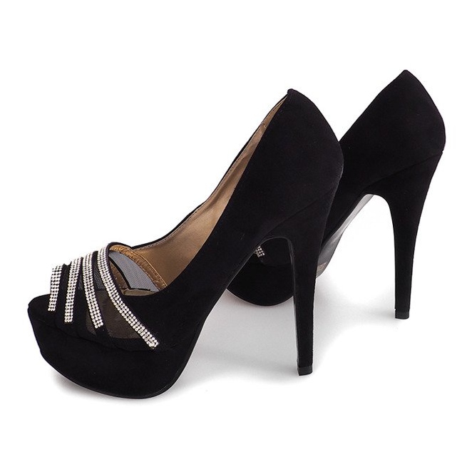 Bombas de camurça em salto alto MD7079-1 preto 2