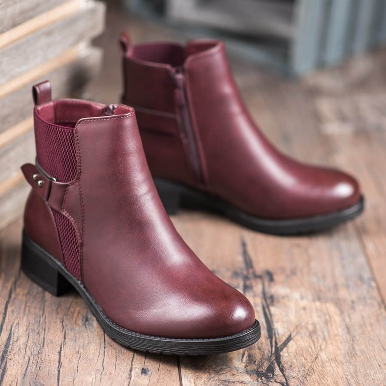 SHELOVET Botas cor de vinho confortáveis vermelho 1