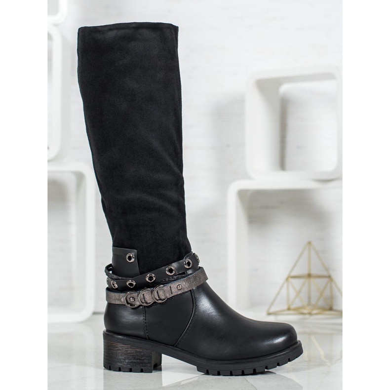SHELOVET Botas com strass preto 1
