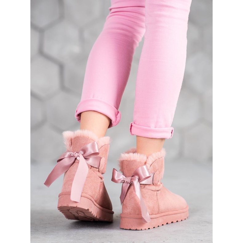 SHELOVET Mukluki caloroso com uma reverência rosa 1