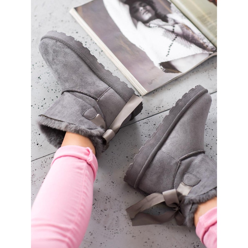 SHELOVET Mukluki caloroso com uma reverência cinza 2