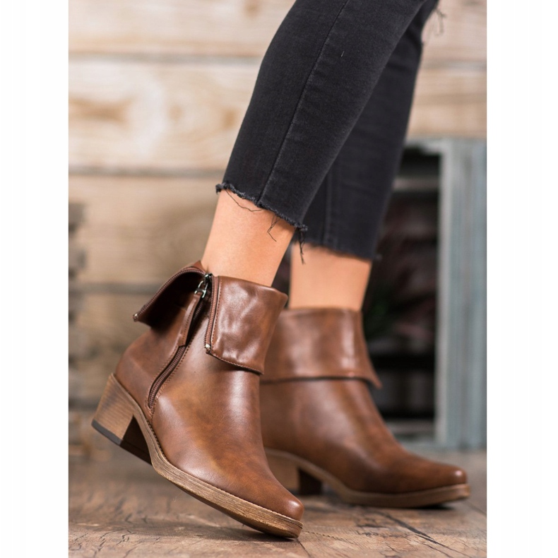 Kylie Botas de caubói com cano enrolado marrom 2