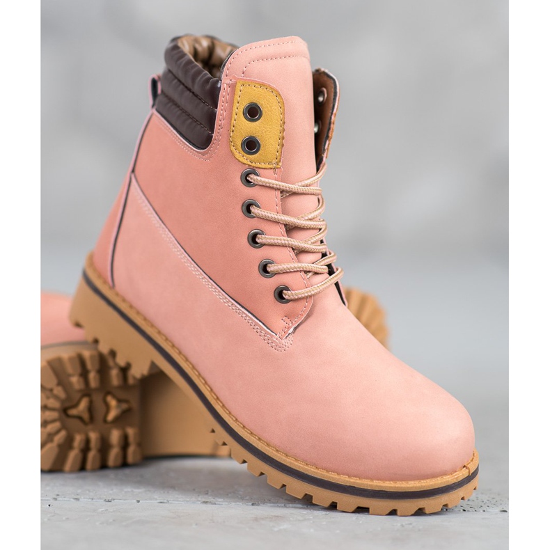 SHELOVET Botas de caminhada quentes na plataforma rosa 1