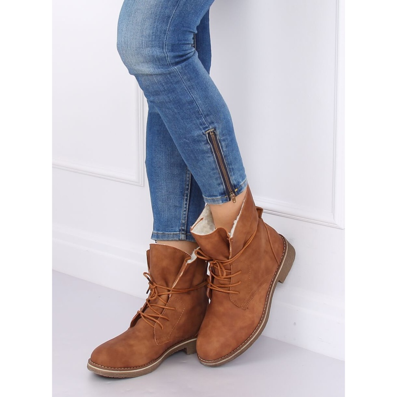 Camel 758-PA Botas de camelo em pele de carneiro castanho 1