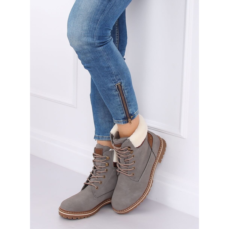 Botas de madeira cinza para mulheres 185-PA Gray 2