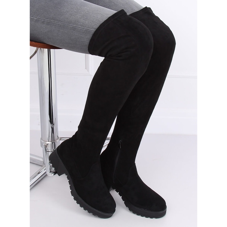 Botas de camurça pretas na coxa 8056-GG pretas preto 2