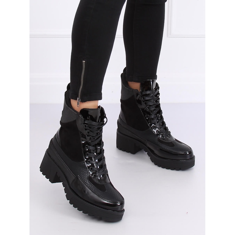 Sapatos de sola alta NS067 Preto 1