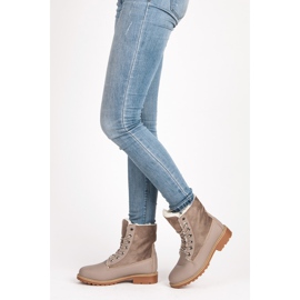 SHELOVET Caçadores elegantes com pele de carneiro cinza 2 SHELOVET Caçadores elegantes com pele de carneiro cinza 2